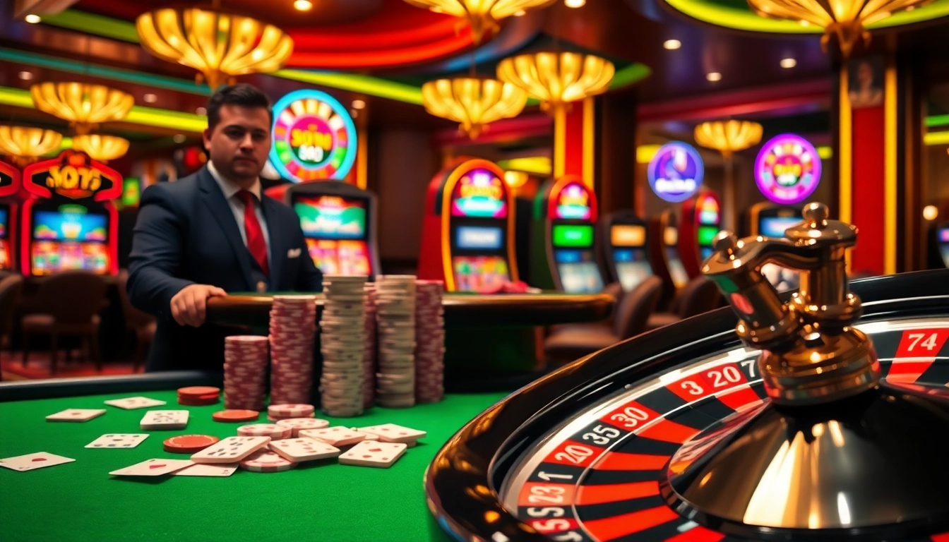 Players enjoying a thrilling game at nk 88 casino tables, showcasing excitement and vibrant ambiance.