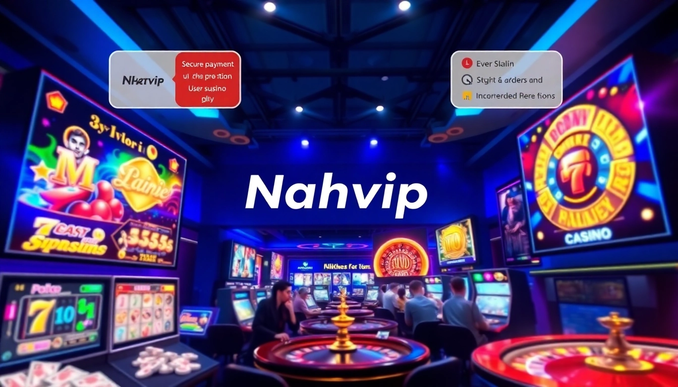 Nhatvip support vibrant online gambling interface showcasing games and user-friendly layout.