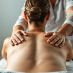 Myofascial release therapy session showcasing a therapist working on a client's back for pain relief.