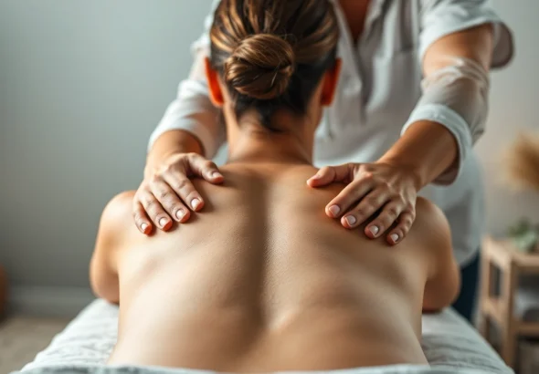 Myofascial release therapy session showcasing a therapist working on a client's back for pain relief.
