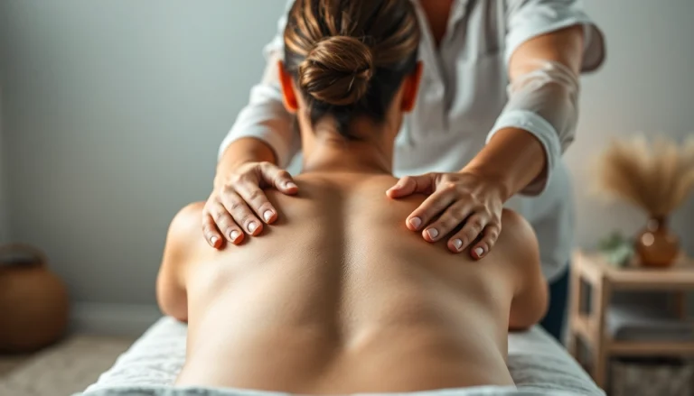 Myofascial release therapy session showcasing a therapist working on a client's back for pain relief.